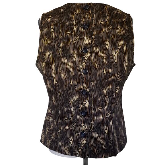 Vintage MHM Melissa Harper Womens Top Size 12 Wood Grain Back Button Goblin - Picture 5 of 10